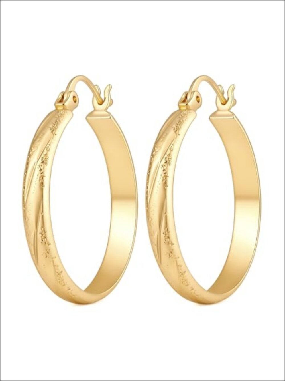 14K Gold Plated Hoop Earrings Hypoallergenic Lightweight 25mm